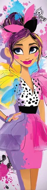 Free teacher bookmark featuring a bright watercolor lady with polka dots